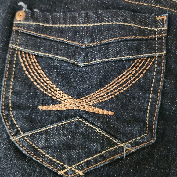 GLO JEANS FLARE Dark Wash Denim Blue Jeans Small Bell Bottom Flare Jeans Size 11 - Picture 13 of 14